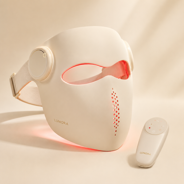 Lumora Glow Mask | Premium LED Red Light Therapy Face Mask with Red 633nm & Near-Infrared 830nm Light, At-Home Anti-Ageing Skincare Device for Fine Lines, Wrinkles, Collagen, Skin Tone, Radiance & Facial Rejuvenation