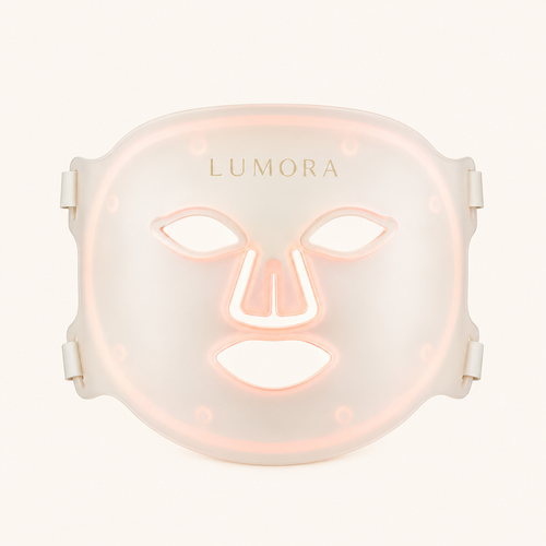 Lumora Wrinkle Retreat Pro LED Face Mask | FDA-Cleared Red Light Therapy Mask with 320 LEDs, 4 Wavelengths, 630nm Red, 660nm Deep Red, 830nm Near-Infrared & 605nm Amber Light for Wrinkles, Fine Lines, Collagen, Skin Tone & Radiance